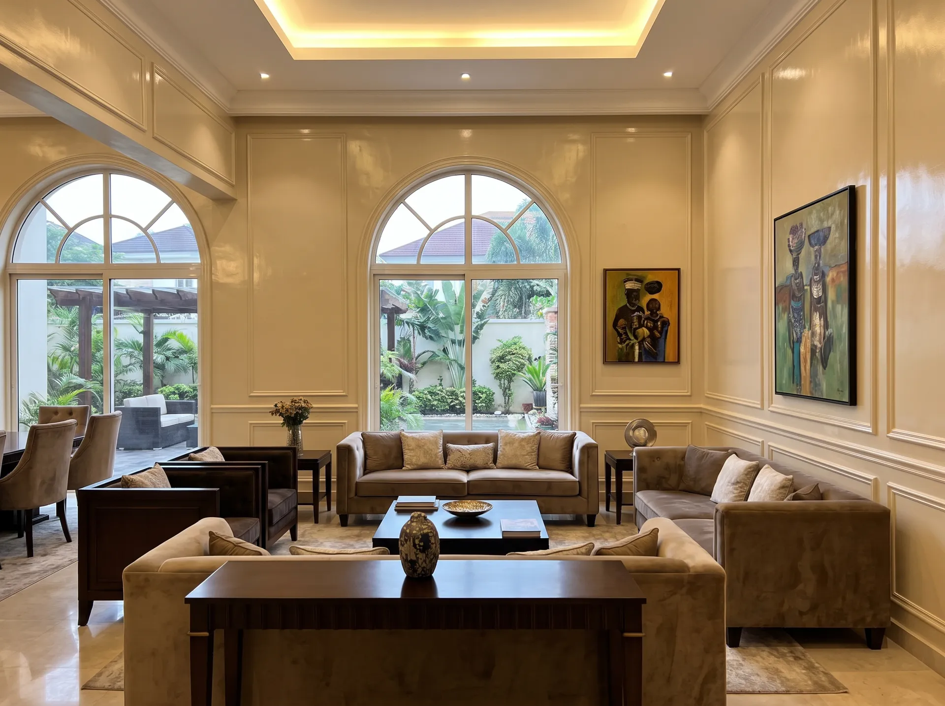 Living room interior finished with washable Legend emulsion
